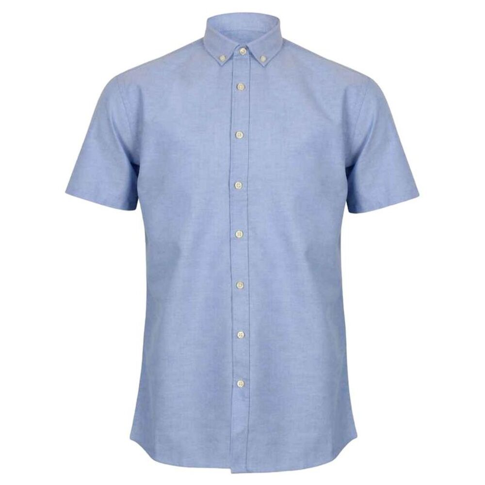 Henbury Mens Modern Short Sleeve Oxford Shirt / Blue